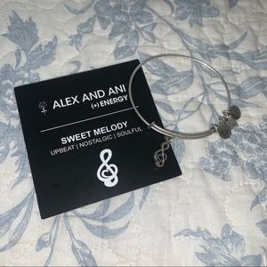 Silver Alex and Ani Treble Clef Bangle Bracelet
